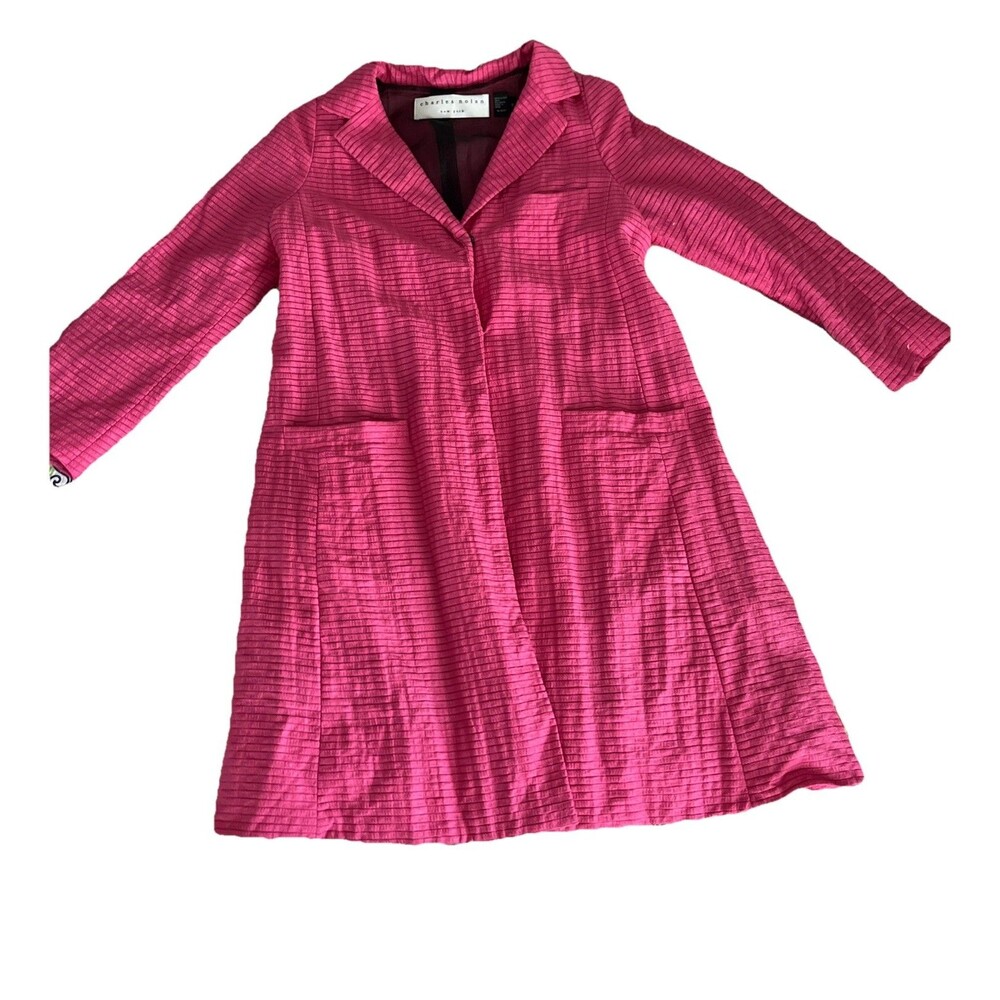 Charles Nolan Women Pink Jacket S Sheer Lace Lining Snap Closure Textured